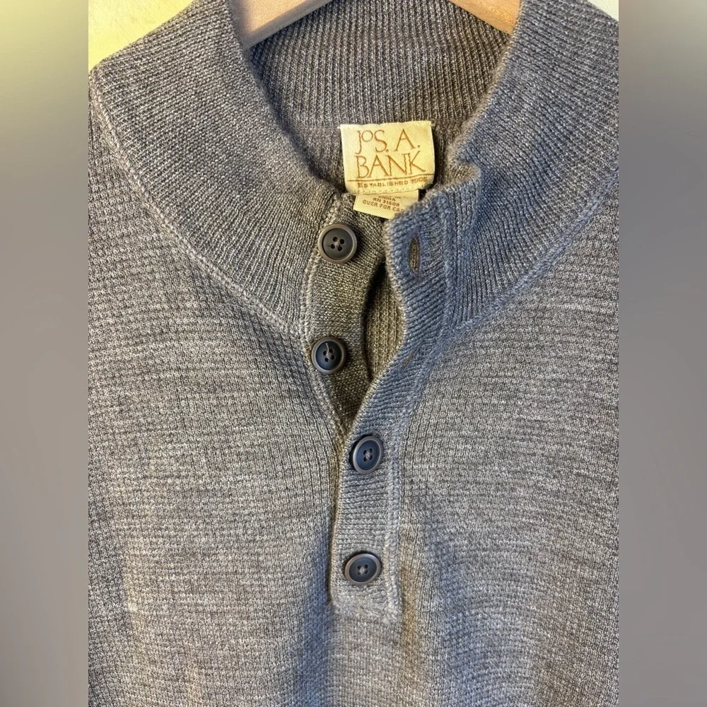 Jos. A. Bank Merino Wool 1/4 Button-Up Sweater Brown Size Medium